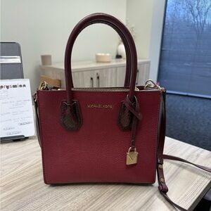 Mercer Michael Kors Maroon Snakeskin Crossbody